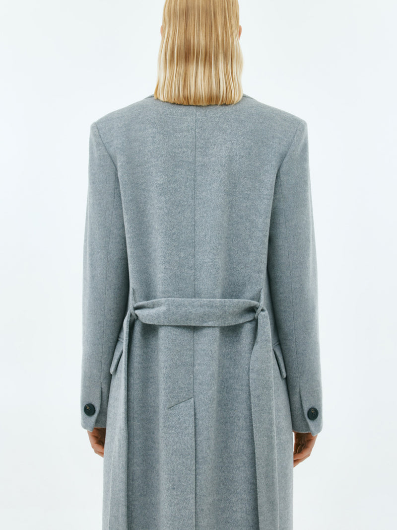 Gray double breasted cashmere coat