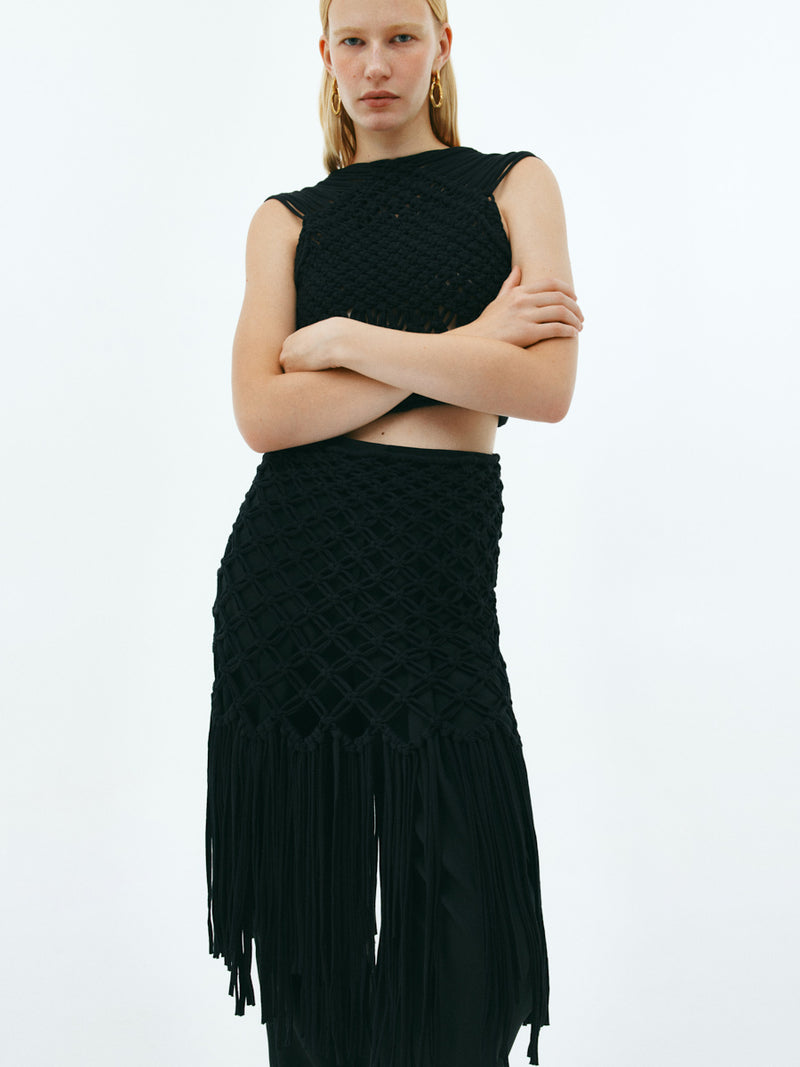Black macrame skirt