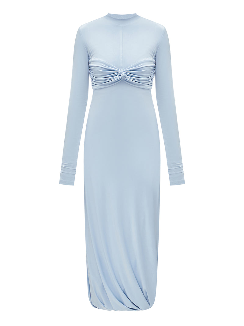 Stretch-jersey midi light blue dress