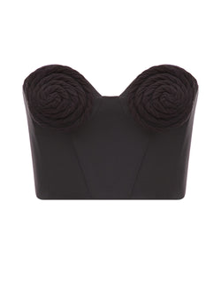 Black wool mini corset with bra details