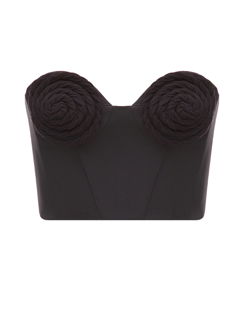 Black wool mini corset with bra details