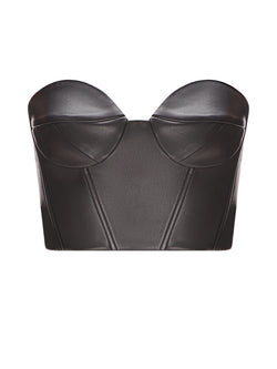 Black faux leather mini corset