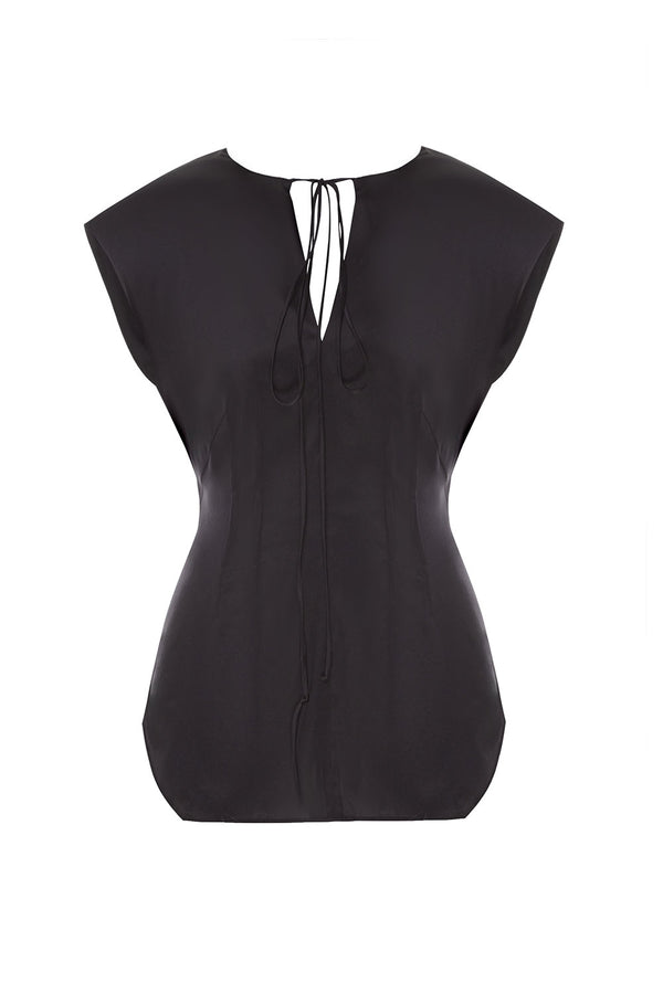 Tailored black silk blouse