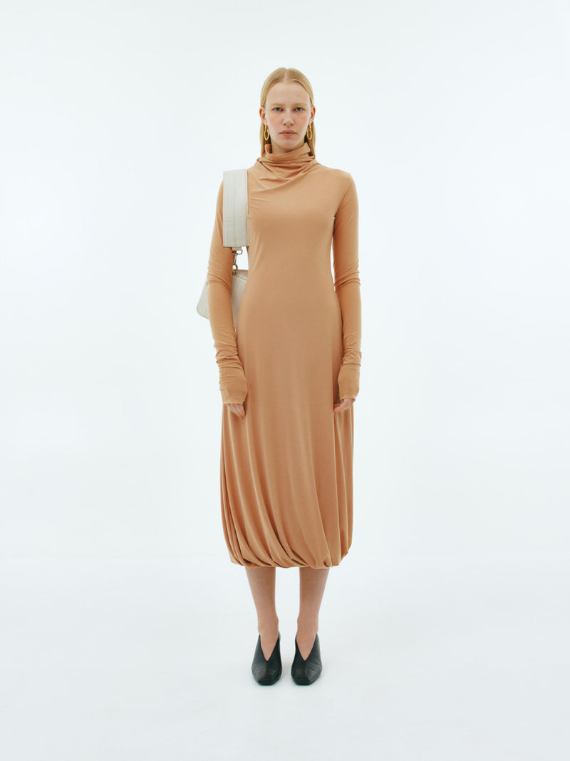 Beige jersey midi dress