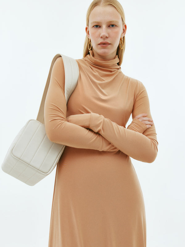 Beige jersey midi dress