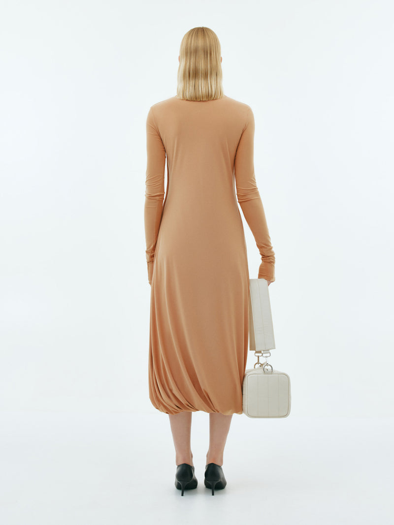 Beige jersey midi dress