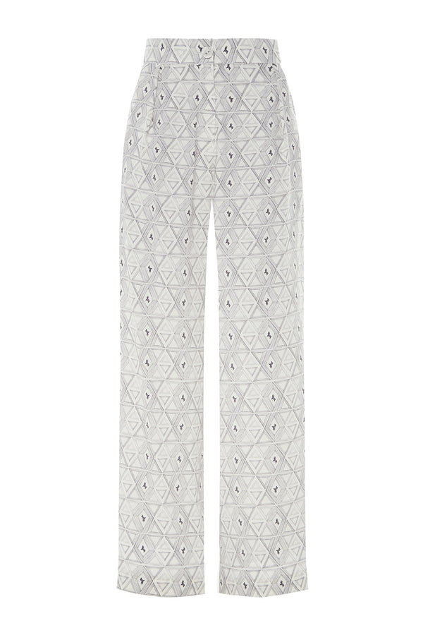 Pyjama trousers with a geometric black and white print