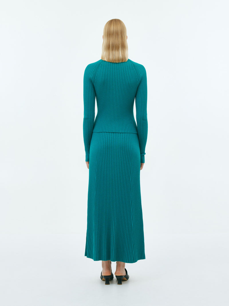 Emerald knitted midi skirt