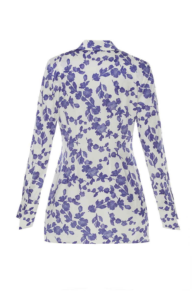 Tailored silk blouse with floral print