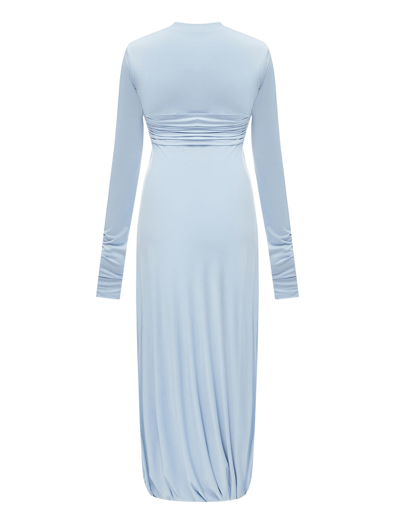 Stretch-jersey midi light blue dress