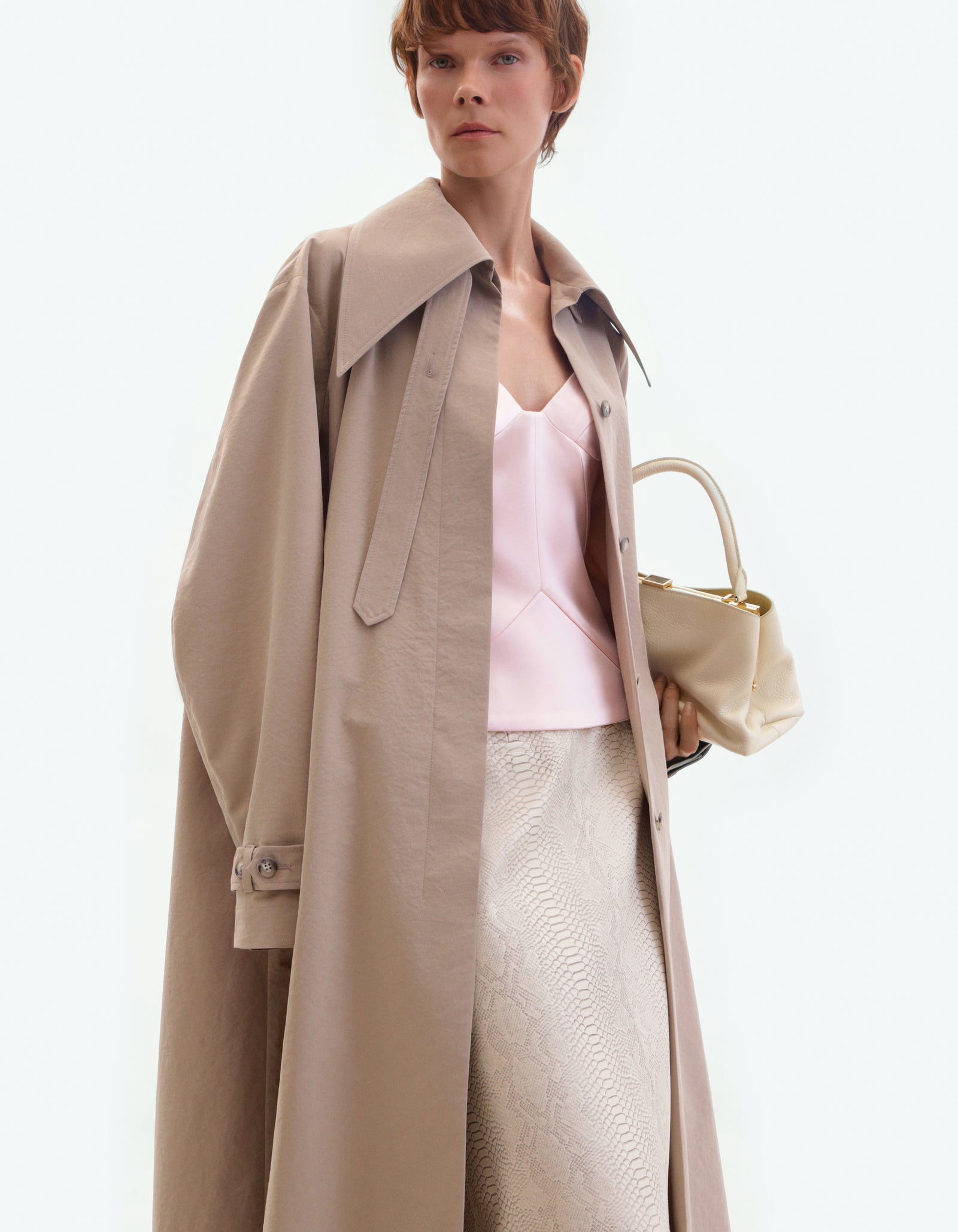 Oversized taupe trench coat – ELENAREVA