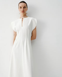 Fitted ivory white midi dress