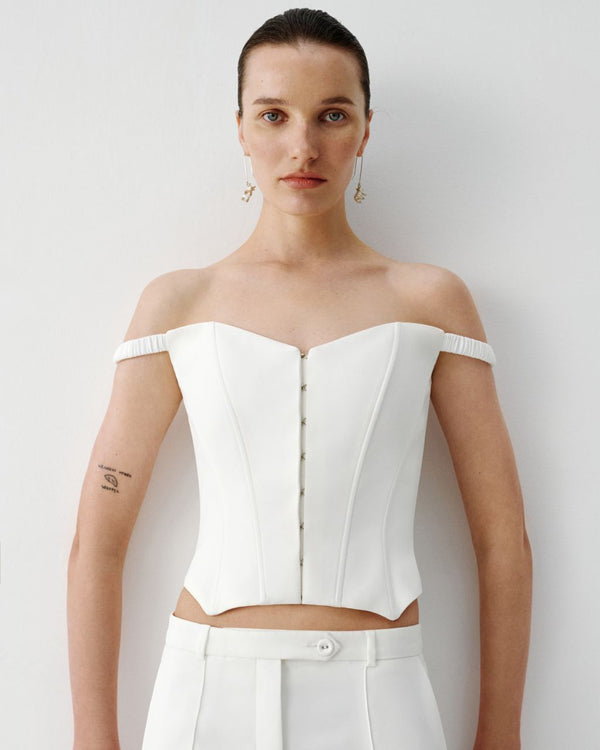 Ivory white corset with hooks