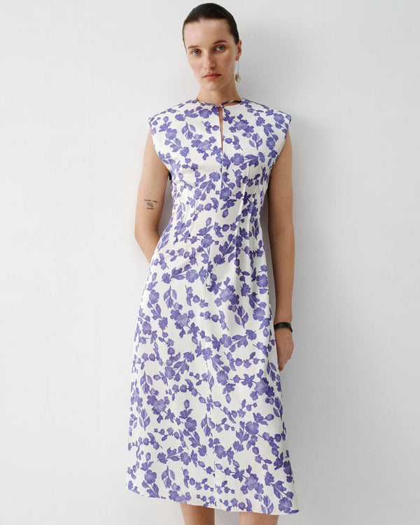 Silk midi dress with floral print
