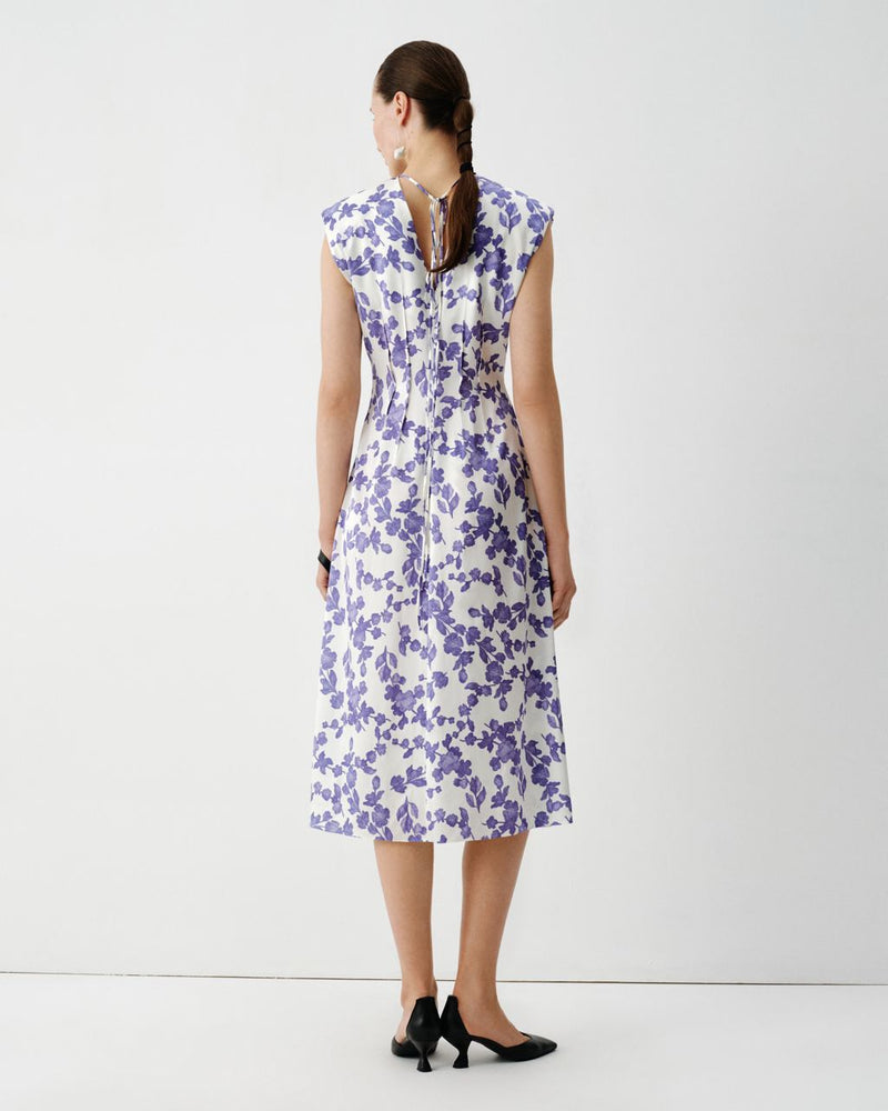 Silk midi dress with floral print