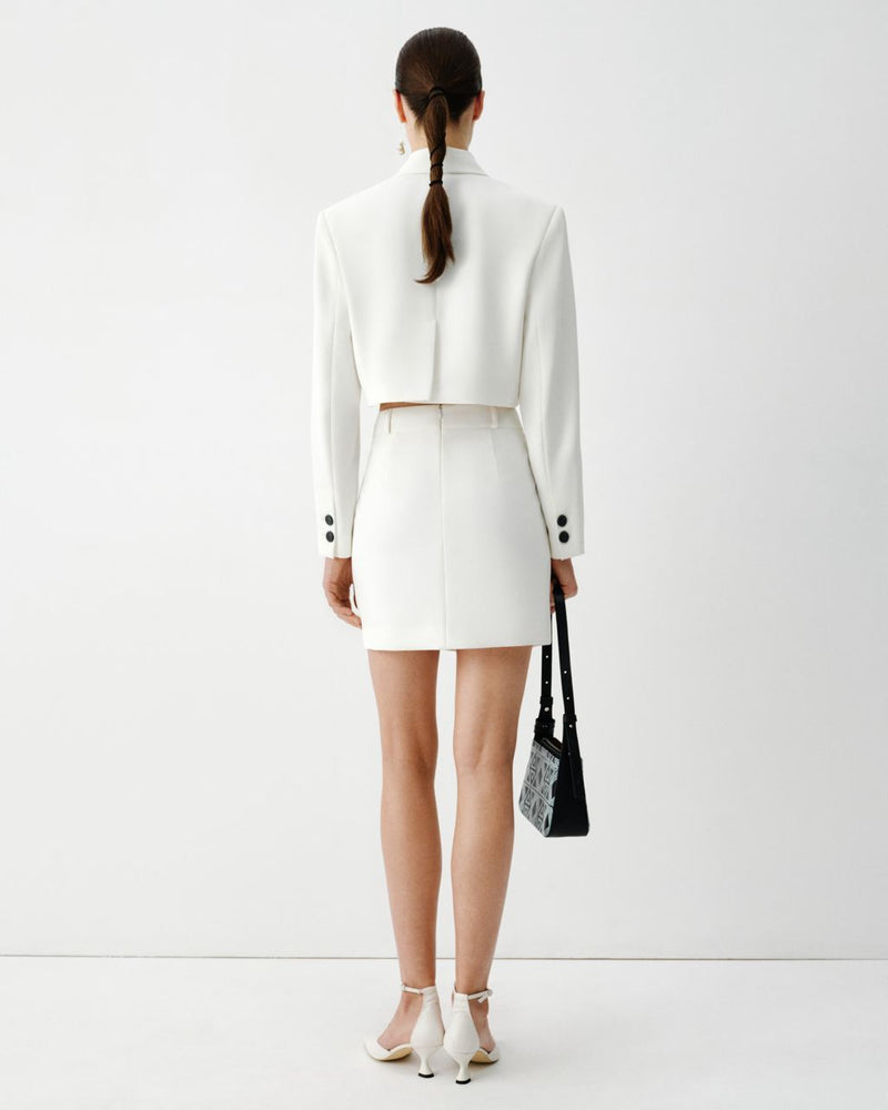 Asymmetrical ivory white mini skirt