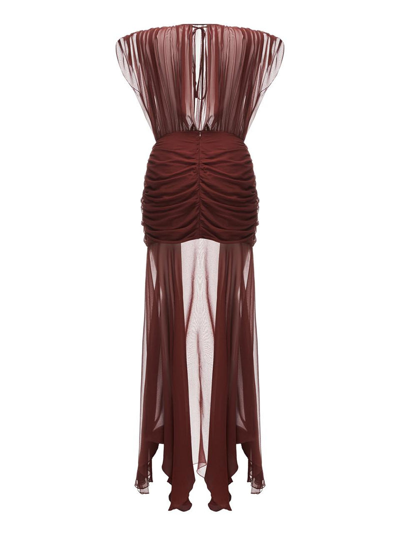 Maxi bordo chiffon dress