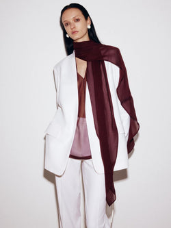 Bordo chiffon blouse with long scarf