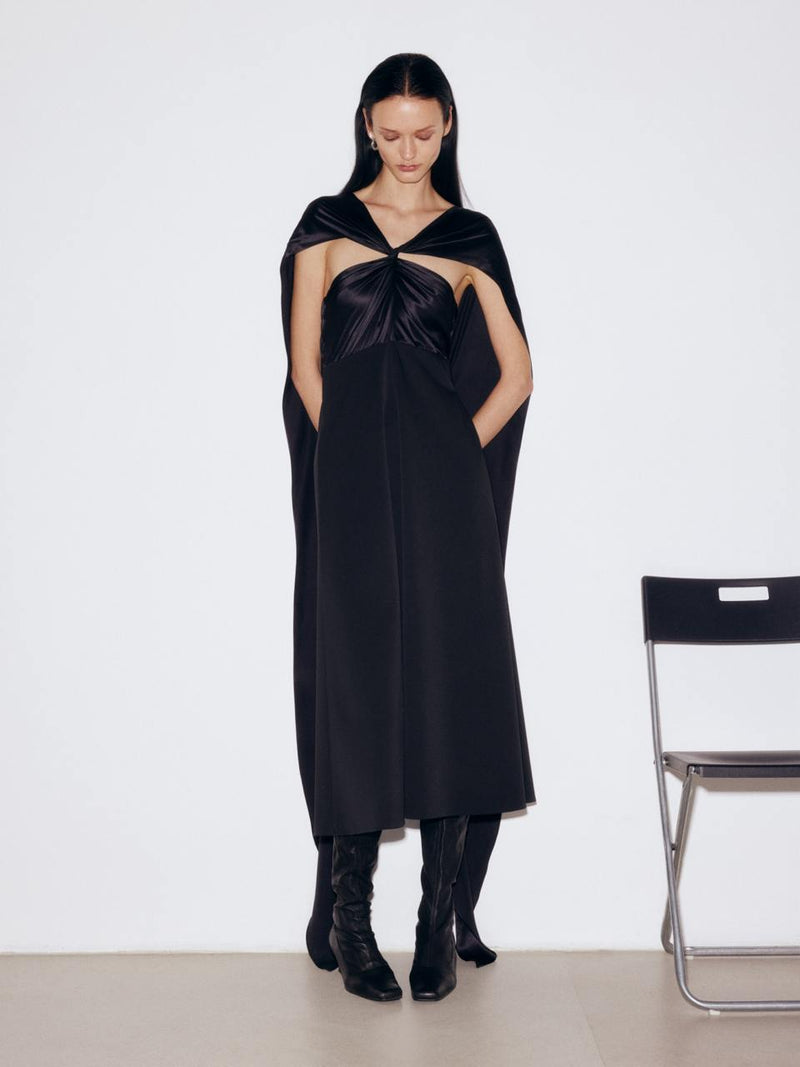 Мidi black silk and wool dress