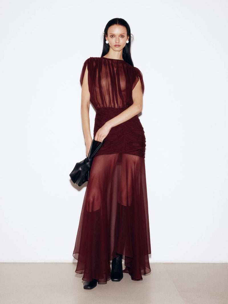 Maxi bordo chiffon dress