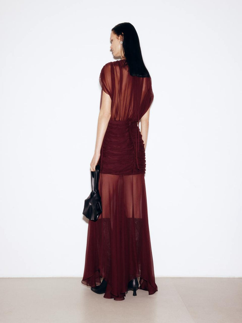 Maxi bordo chiffon dress