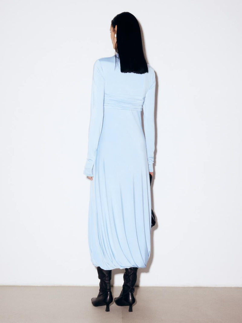 Stretch-jersey midi light blue dress