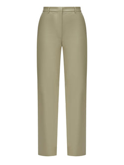 Faux leather trousers in olive color