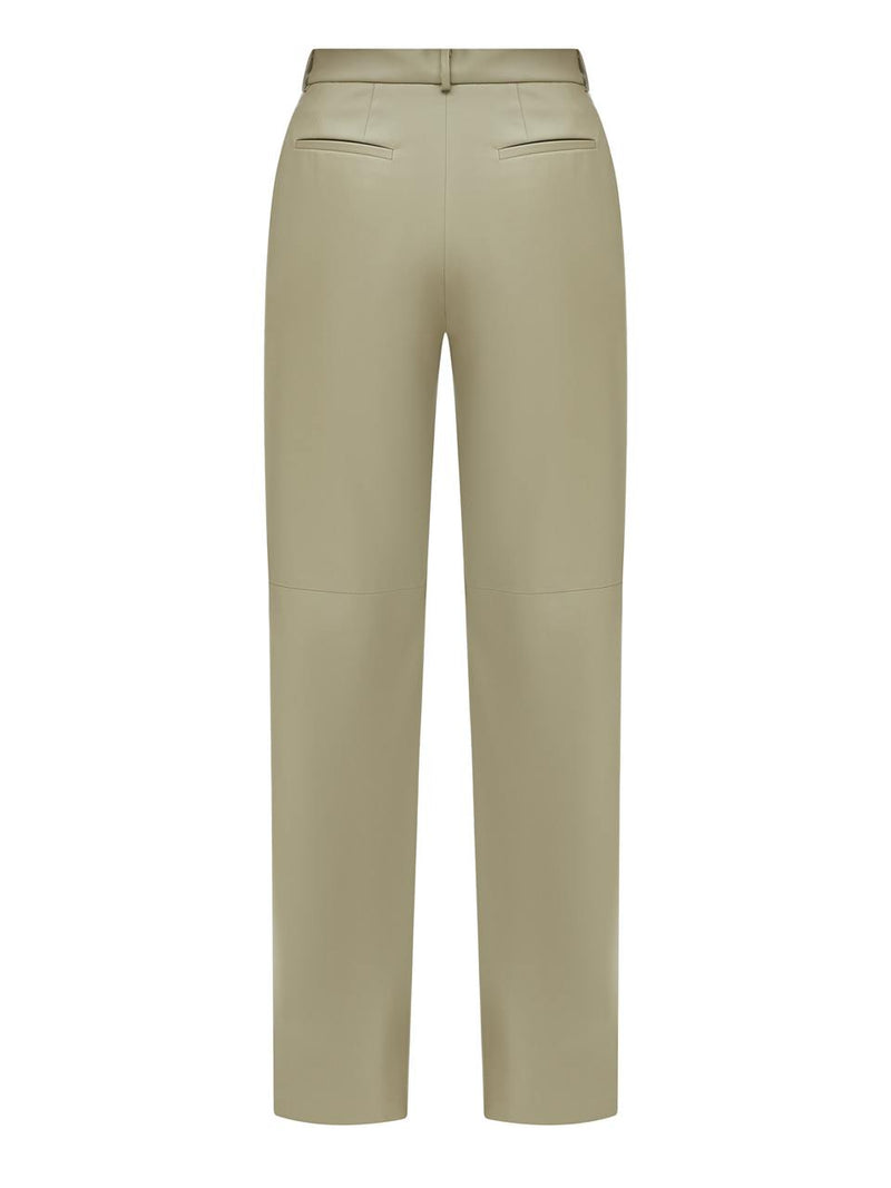 Faux leather trousers in olive color