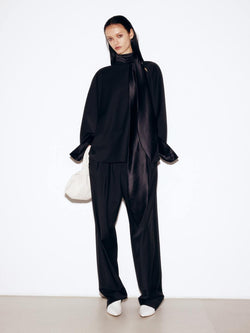 Oversize black wool trousers