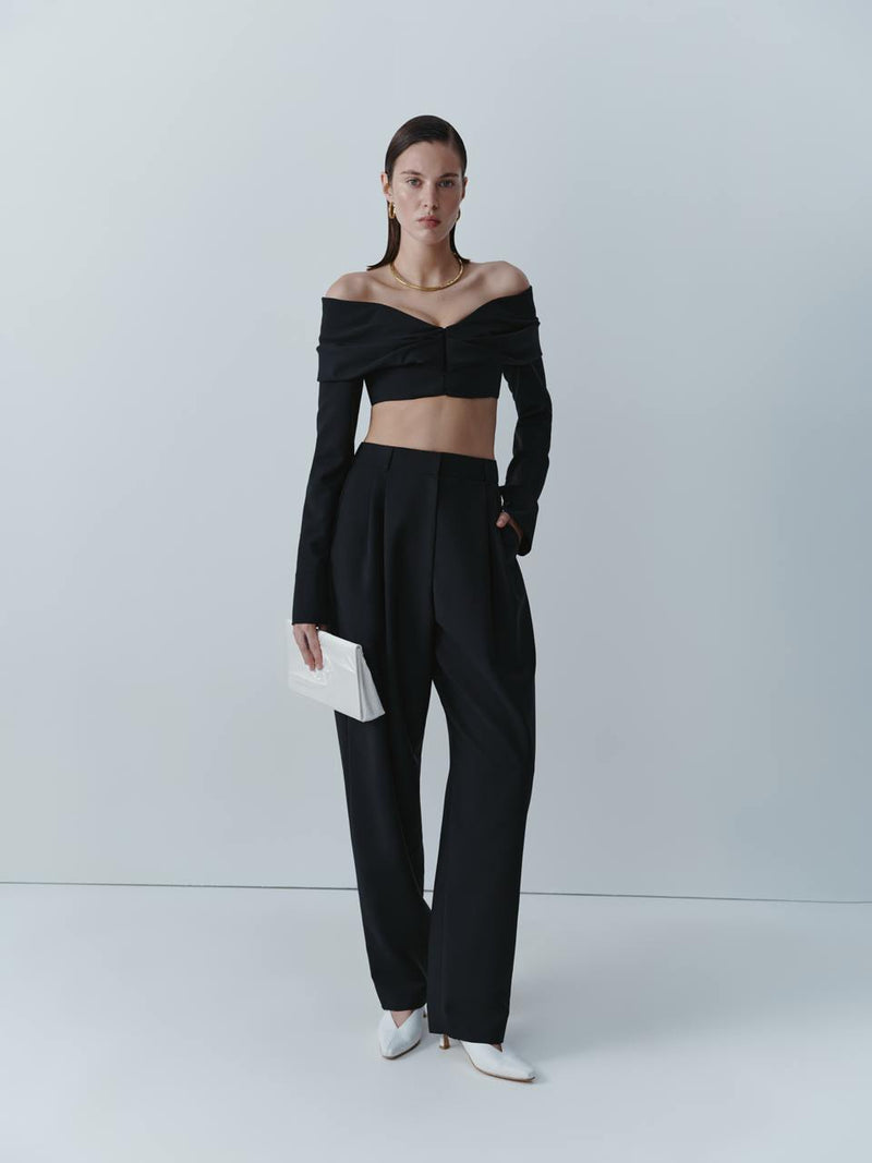 Oversize black wool trousers