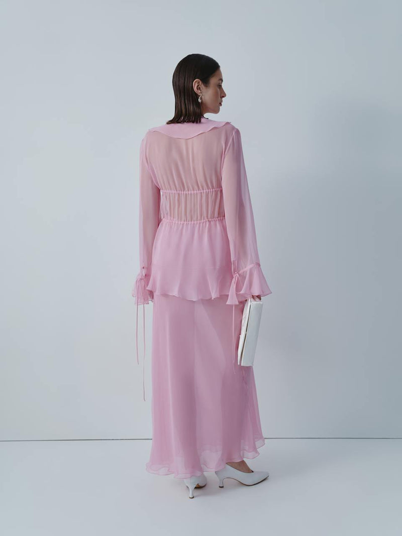 Candy pink chiffon maxi skirt