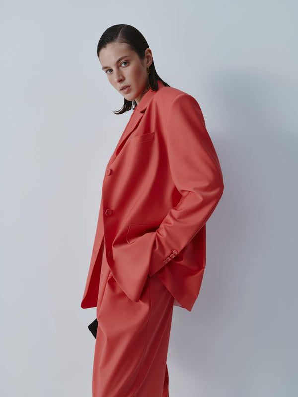 Oversize coral wool blazer