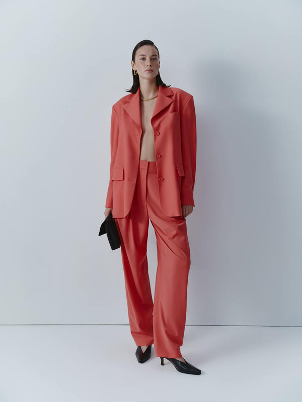 Oversize coral wool blazer