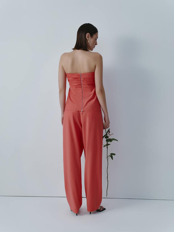 Oversize coral wool trousers