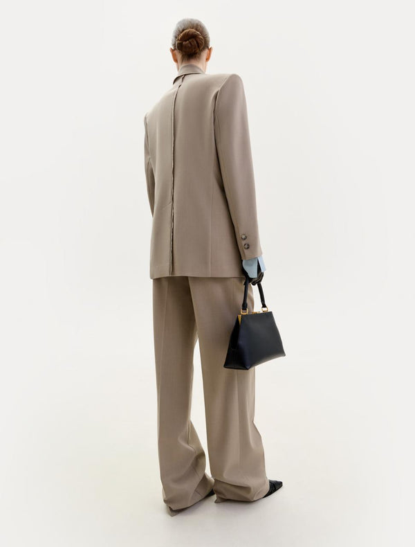 Taupe straight-leg trousers