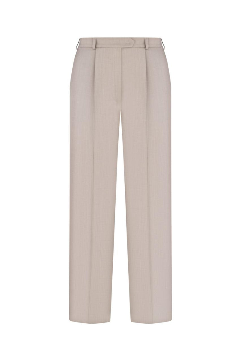 Taupe straight-leg trousers