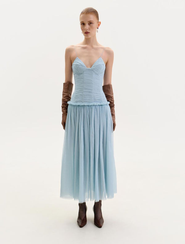 Light blue chiffon midi dress