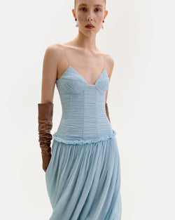 Light blue chiffon midi dress