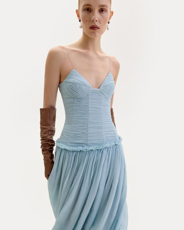 Light blue chiffon midi dress