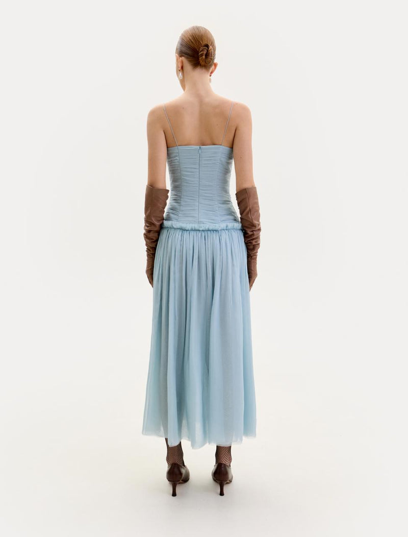 Light blue chiffon midi dress