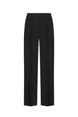 Straight-leg black wool pants
