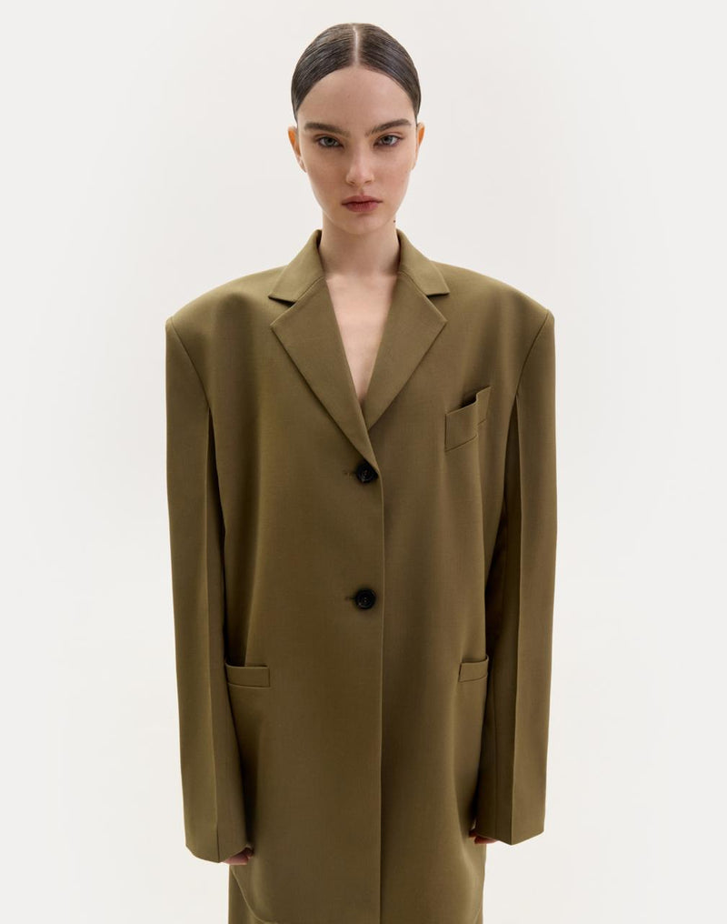 Dark olive wool orersized jacket
