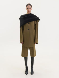 Dark olive wool wide shorts