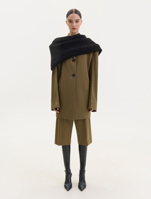 Dark olive wool orersized jacket