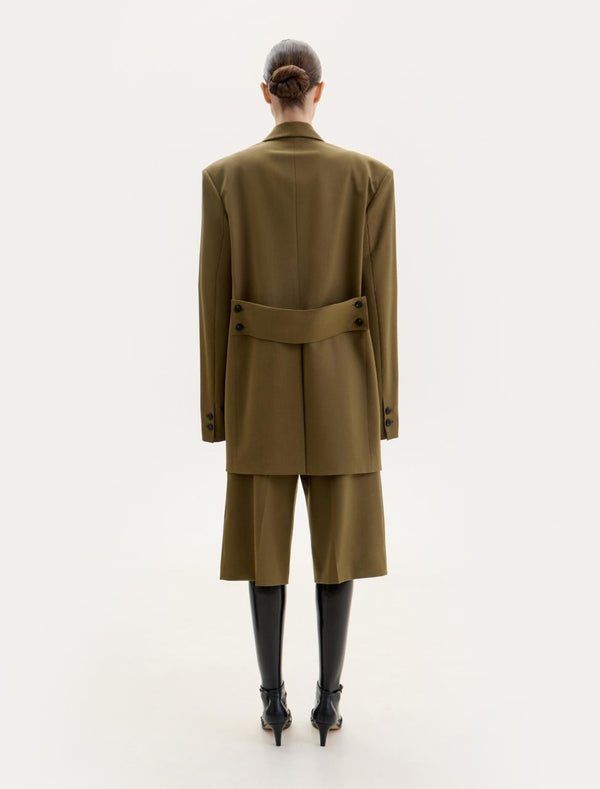 Dark olive wool wide shorts
