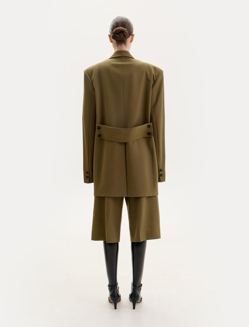Dark olive wool wide shorts