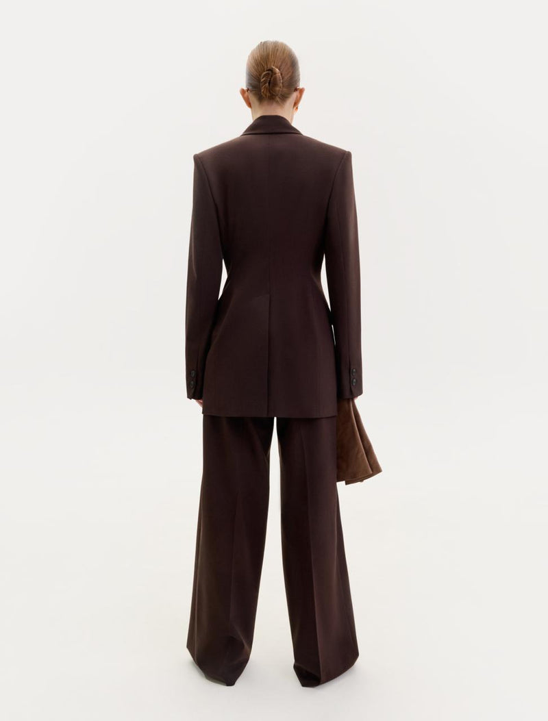 Straight-leg brown wool pants