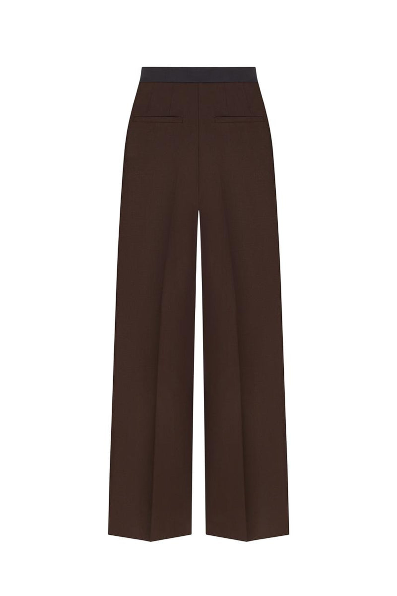 Straight-leg brown wool pants