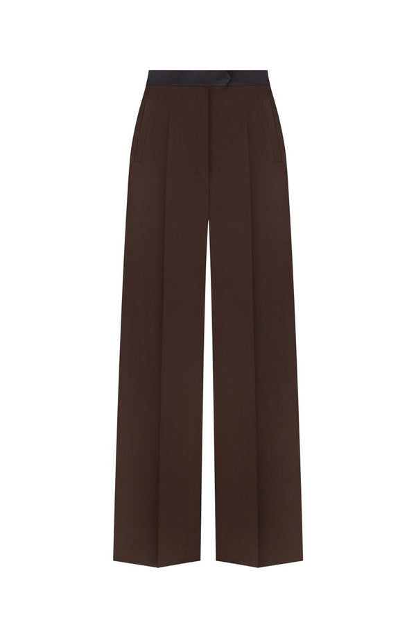 Straight-leg brown wool pants