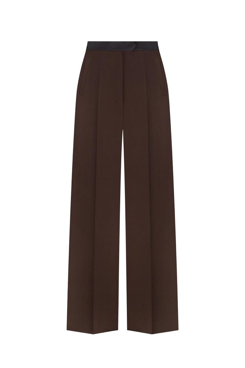 Straight-leg brown wool pants